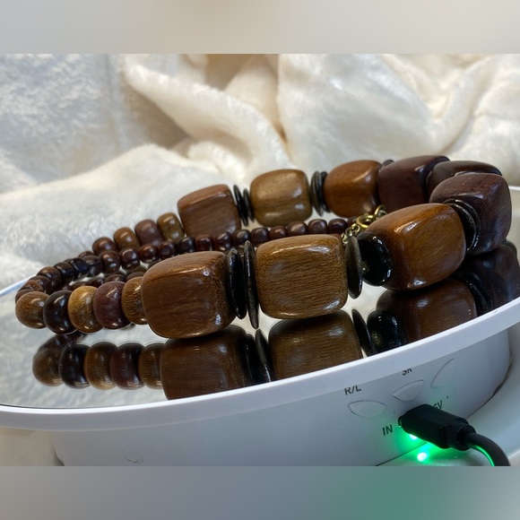 Vintage Ethnic Boho Tribal Wood Jewelry Handmade Necklace from Estate Sale 22.5” - Picture 5 of 7